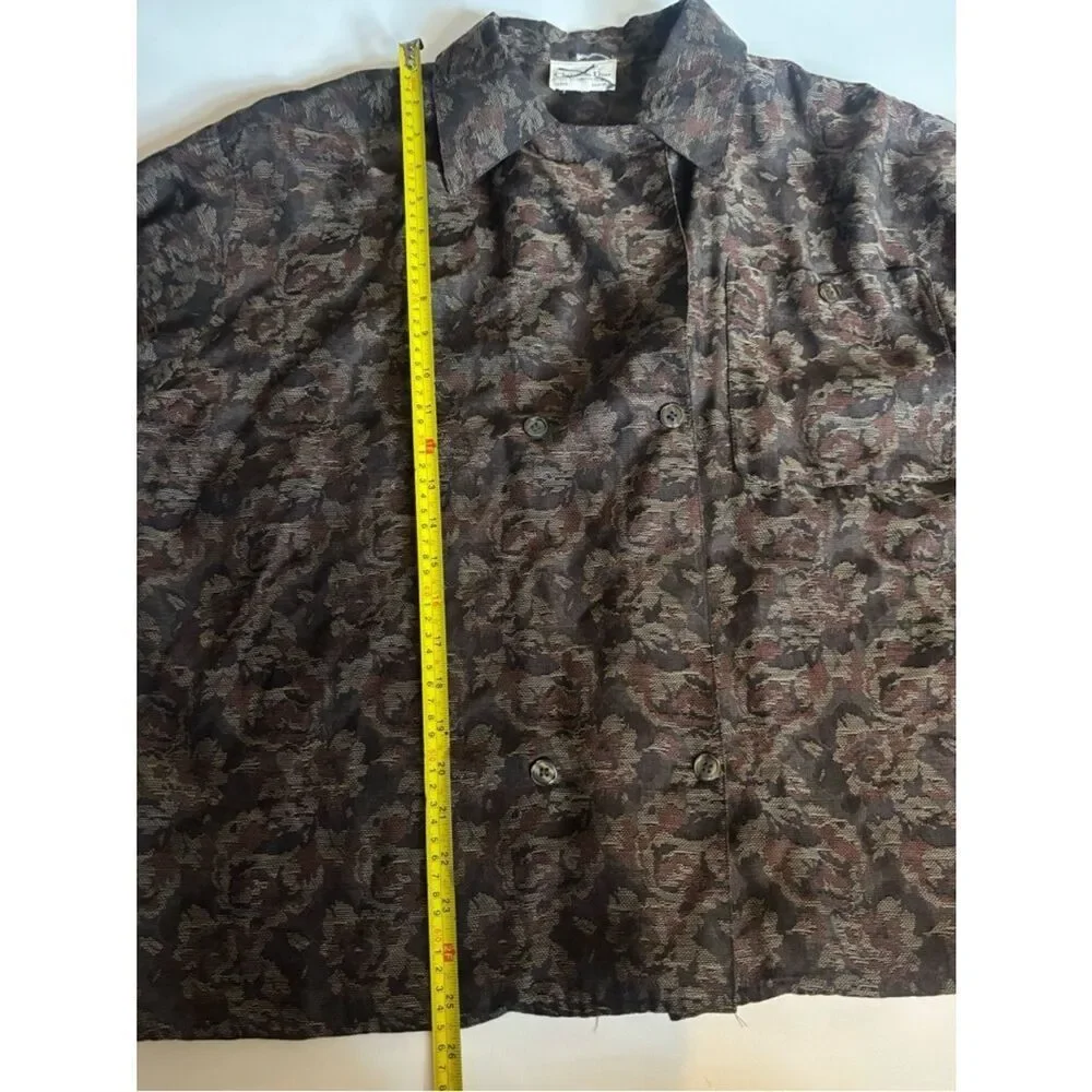 Vintage 70’s Dior Oversized Floral Blazer in Jacquard Brown Size 10